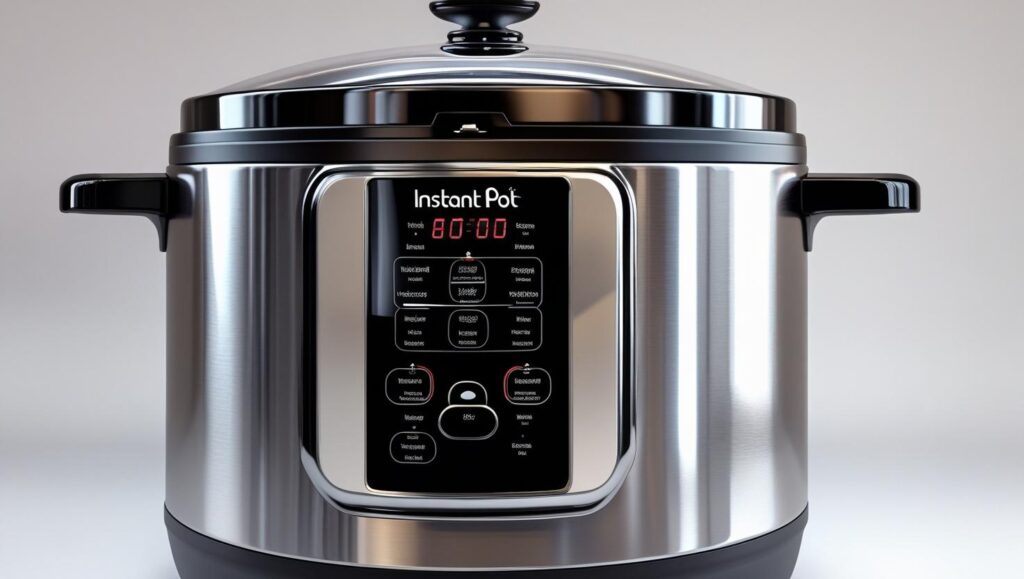 Panela de pressão elétrica Instant Pot Duo Plus com painel de controle em destaque.