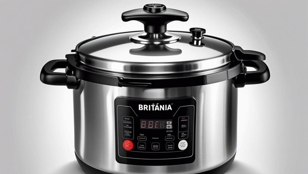 Panela de pressão elétrica Britânia BPE06P em aço inoxidável.